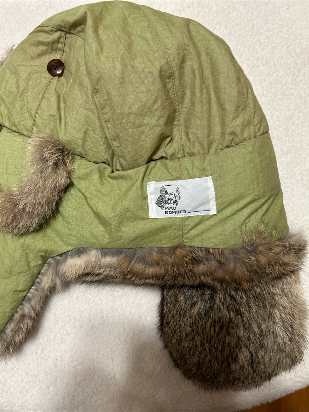 Mad Bomber Olive Green Men's Faux-Fur Bomber Hat